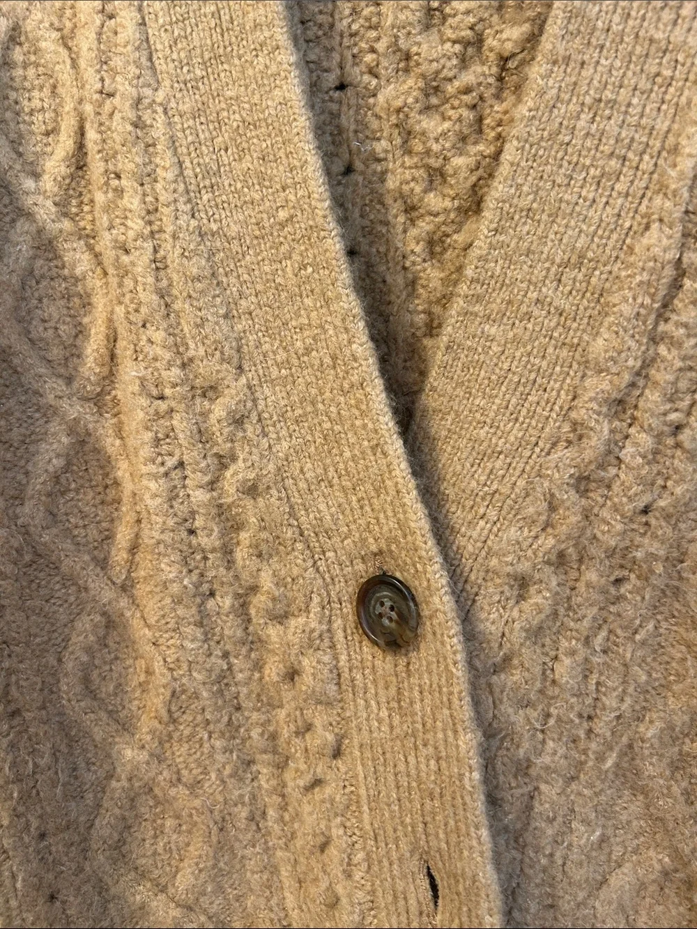J. Crew Camel Cable-Knit Alpaca Blend Oversized Cardigan Sweater XXS